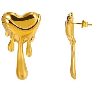 18k Gold plated Drip Heart Earrings